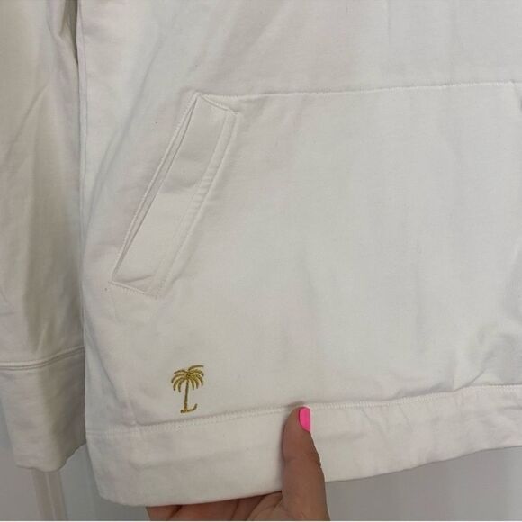 Lilly Pulitzer Skipper White Solid Popover XXS Palm Tree Half Zip Pullover - Picture 9 of 10